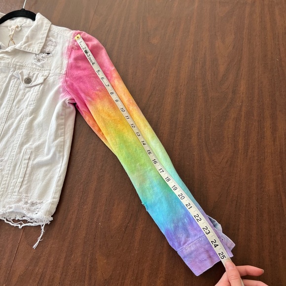 Rainbow tie Dye Denim Jacket - Picture 8 of 8